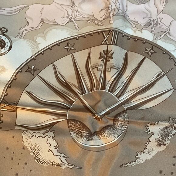 NIB RARE Hermès Pour Vacheron Constantin Astrologie Time Brown Pink Silk Scarf - Picture 14 of 17